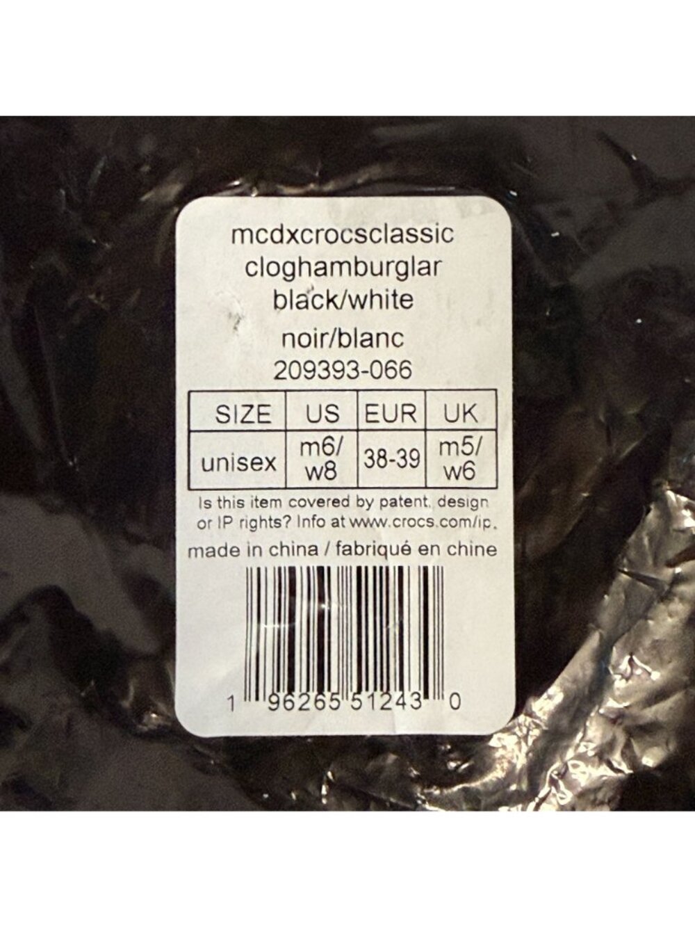 Crocs X McDonalds Hamburglar Classic Clogs Women 8 Men 6 With Bag - Picture 9 of 9